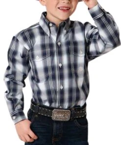 Roper Boys' Plaid Button Down Shirt