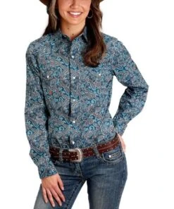 Roper Women's Blue Canyon Paisley Snap Shirt