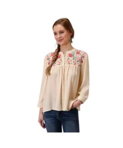 Roper Women's Embroidered Peasant Blouse