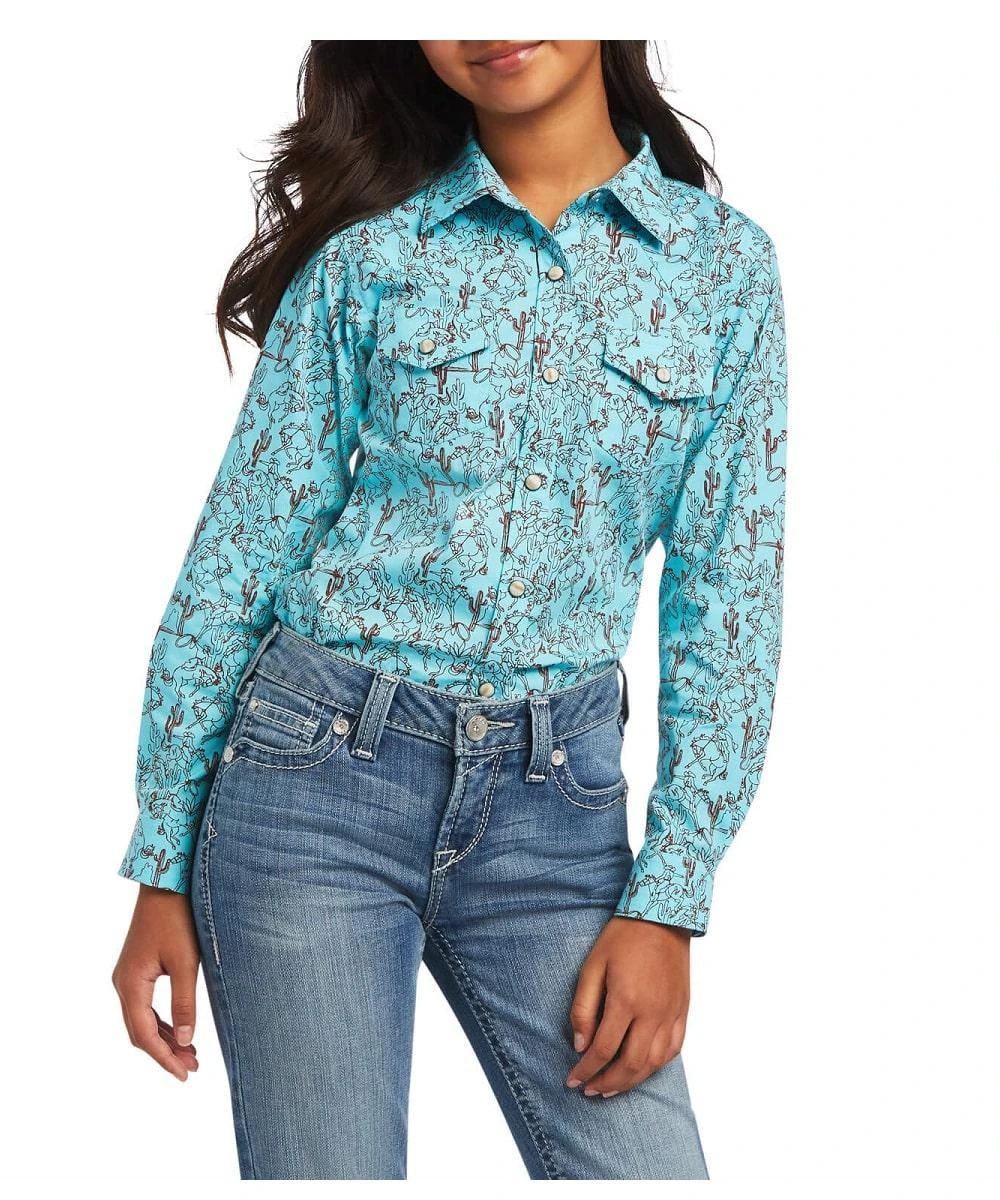 Ariat Girls' R.E.A.L. Bucking Bronc Snap Shirt 1 Ariat Girls' R.E.A.L. Bucking Bronc Snap Shirt