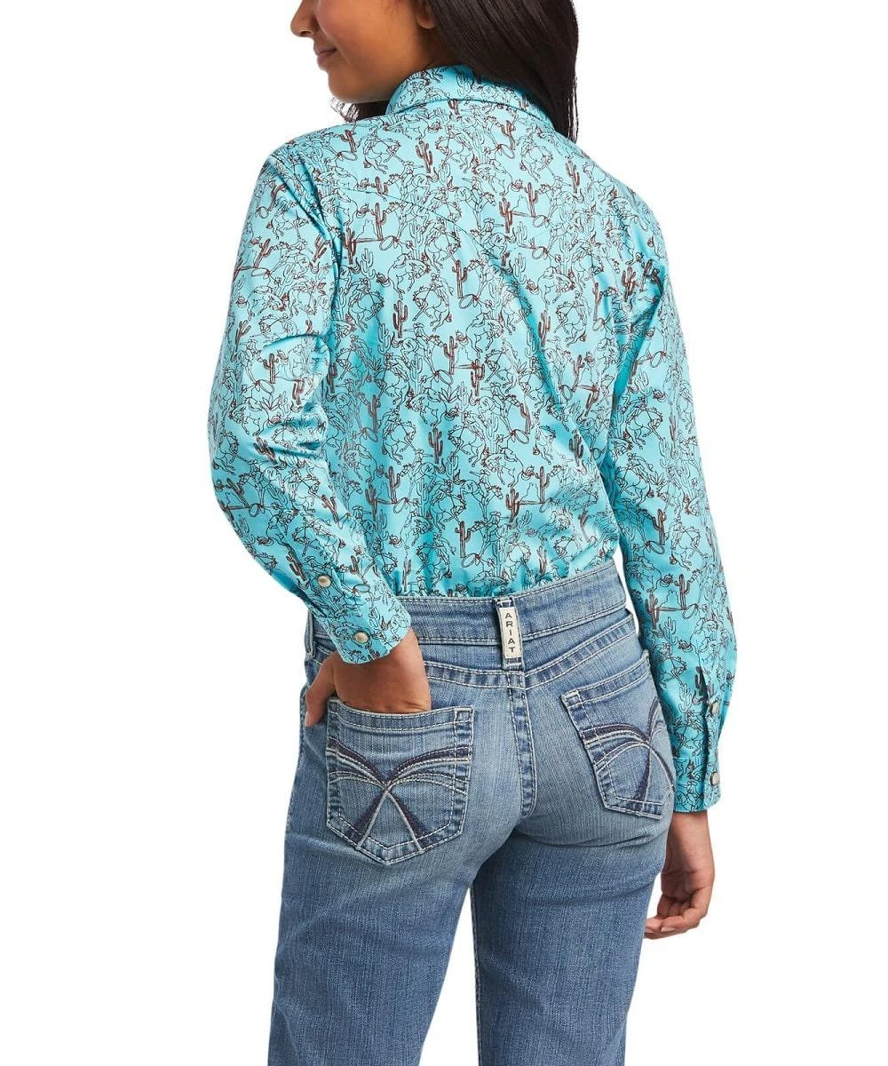 Ariat Girls' R.E.A.L. Bucking Bronc Snap Shirt 2 Ariat Girls' R.E.A.L. Bucking Bronc Snap Shirt - Image 2
