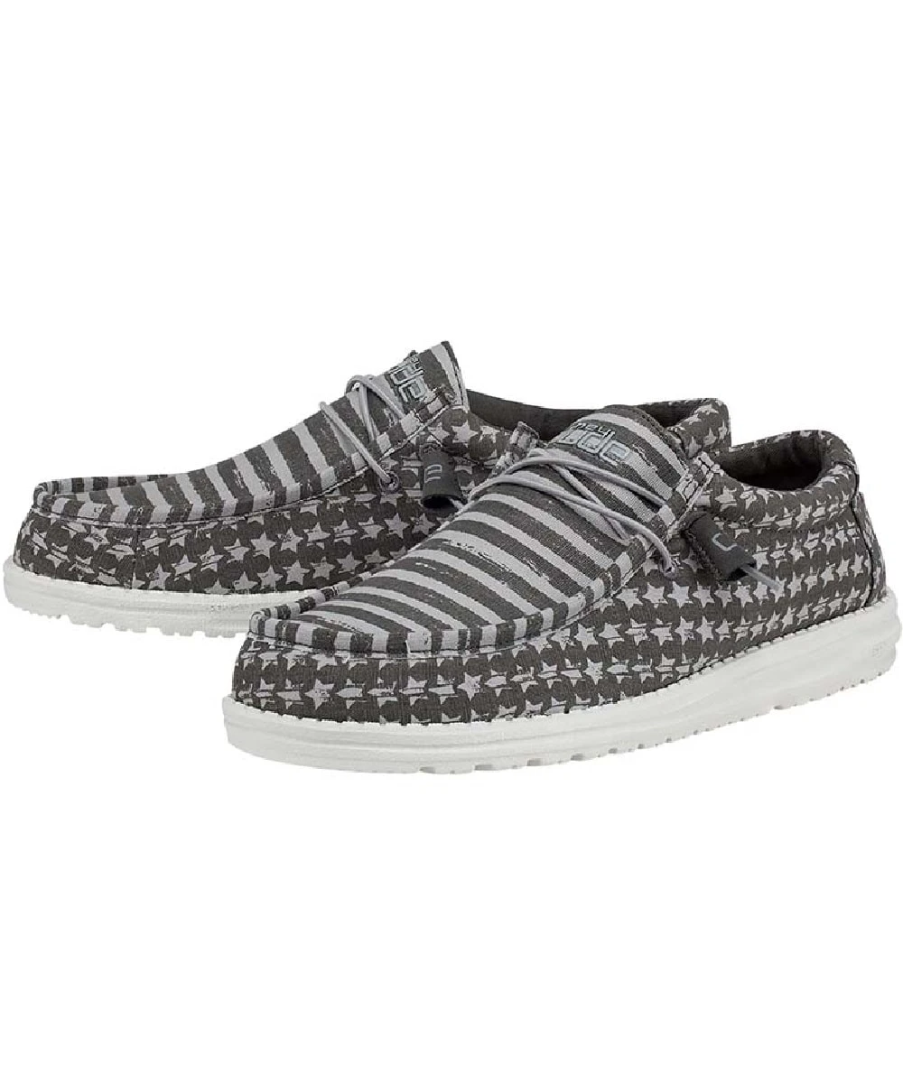 Hey Dude Men's Greyed Patriotic Wally Shoe 1 Hey Dude Men's Greyed Patriotic Wally Shoe