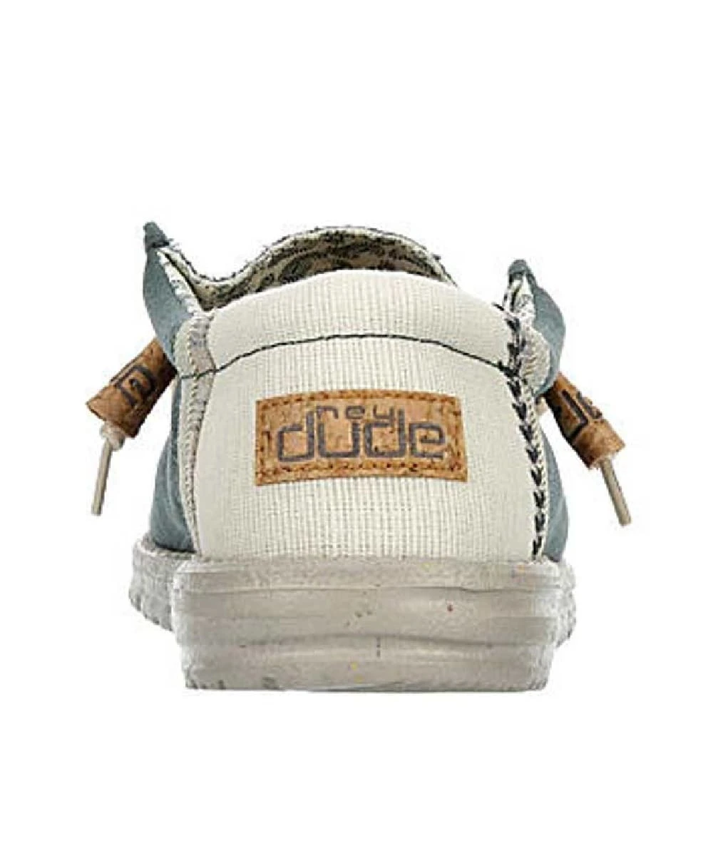 Hey Dude Men's Natural Teal Wally Linen Shoe 3 Hey Dude Men's Natural Teal Wally Linen Shoe - Image 3