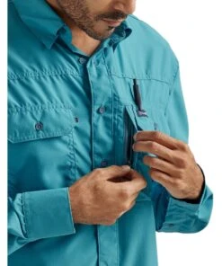 Wrangler Men's Performance Button Down Shirt -Fashion Shop 112323773 e