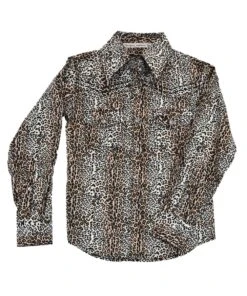 Cowgirl Hardware Girl's Leopard Print Snap Shirt