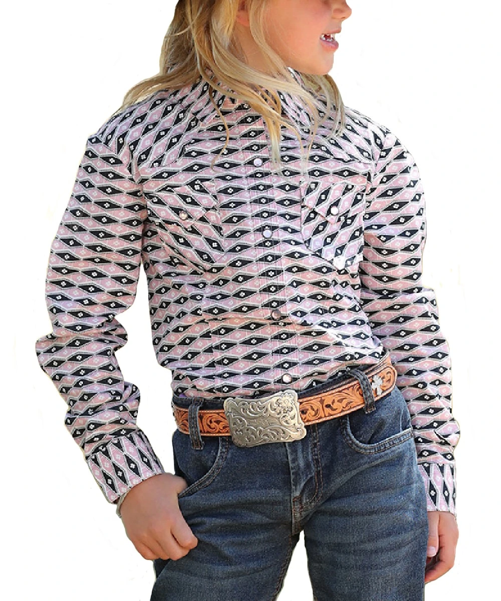 Cruel Girl Girls' Geo Print Snap Shirt 1 Cruel Girl Girls' Geo Print Snap Shirt