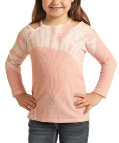 Rock & Roll Cowgirl Girls' Tie Dye Waffle Knit Top