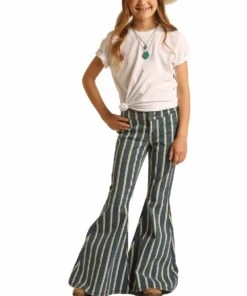 Rock & Roll Cowgirl Girls' Striped Bell Bottom Jean
