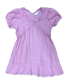 ODDI Girls' Pink Swiss Dot Dress