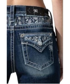 Miss Me Women's Paisley On Me Jeans -Fashion Shop M3911B pocket