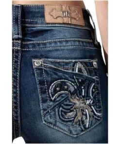 Miss Me Women's Broken Fleur Jeans -Fashion Shop M3939B pocket