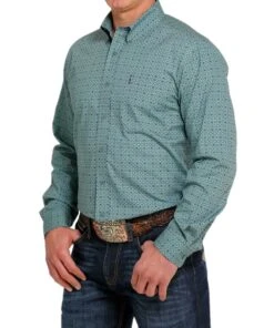 Cinch Men's Blue Geo Button Down Shirt