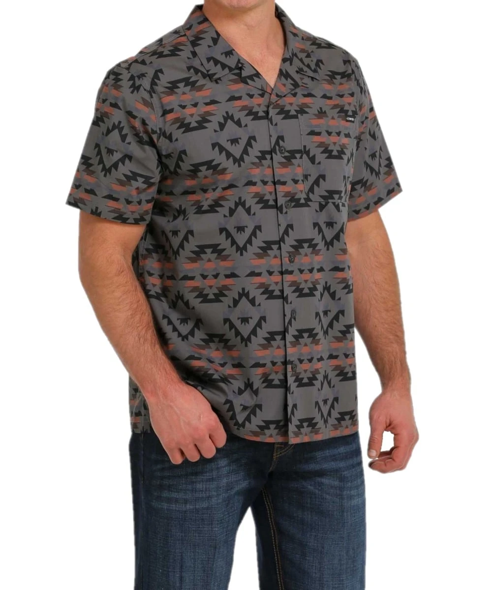 Cinch Men's Southwestern Print Button Down Camp Shirt 1 Cinch Men's Southwestern Print Button Down Camp Shirt