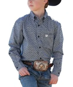 Cinch Boys' Geometric Print Button Down Shirt