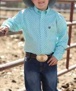 Cinch Boys' Geo Print Button Down Shirt