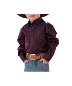 Cinch Toddler Boys' Purple Paisley Button Down Shirt