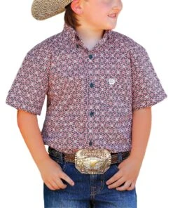 Cinch Boys' Medallion Print Button Down Shirt