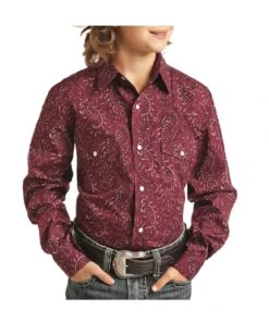 Panhandle Boys' Feather Paisley Snap Shirt