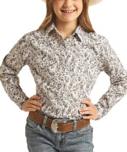Panhandle Girls' Paisley Print Snap Shirt