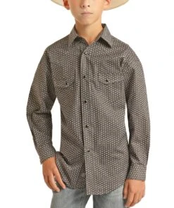 Panhandle Boys' Geo Print Snap Shirt