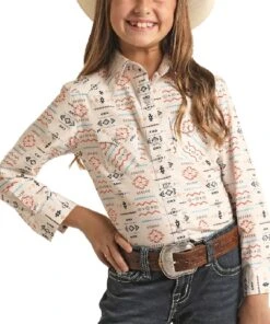 Panhandle Girls' Southwestern Print Snap Shirt