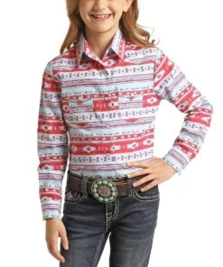 Panhandle Girls' Southwest Print Snap Shirt