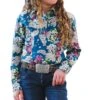 Cruel Girl Girls' Teal Paisley Print Snap Shirt