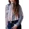 Cruel Girl Girls' Pink Striped Western Snap Shirt