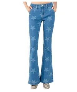 Miss Me Women's Star Print Flare Jean