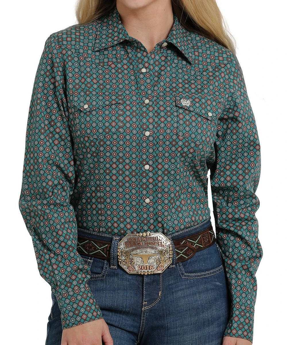 Cinch Women's Green Multi Print Snap Shirt 1 Cinch Women's Green Multi Print Snap Shirt