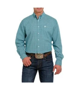 Cinch Men's Long Sleeve Geometric Button Down Shirt
