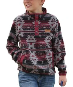 Cinch Boys' Aztec Print Polar Fleece Pullover