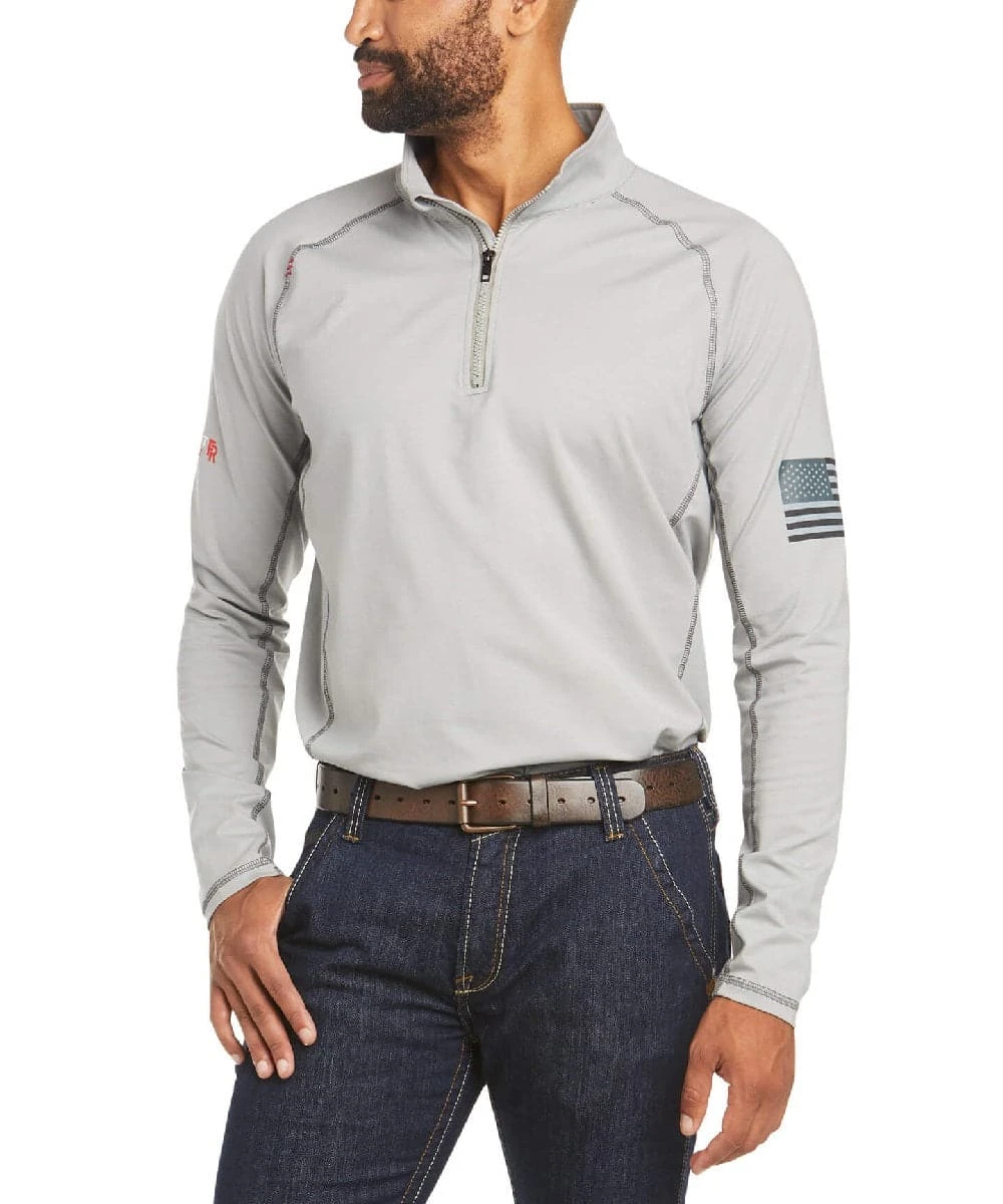 Ariat Men's Flame Resistant Combat Stretch Patriot Quarter Zip Shirt 1 Ariat Men's Flame Resistant Combat Stretch Patriot Quarter Zip Shirt
