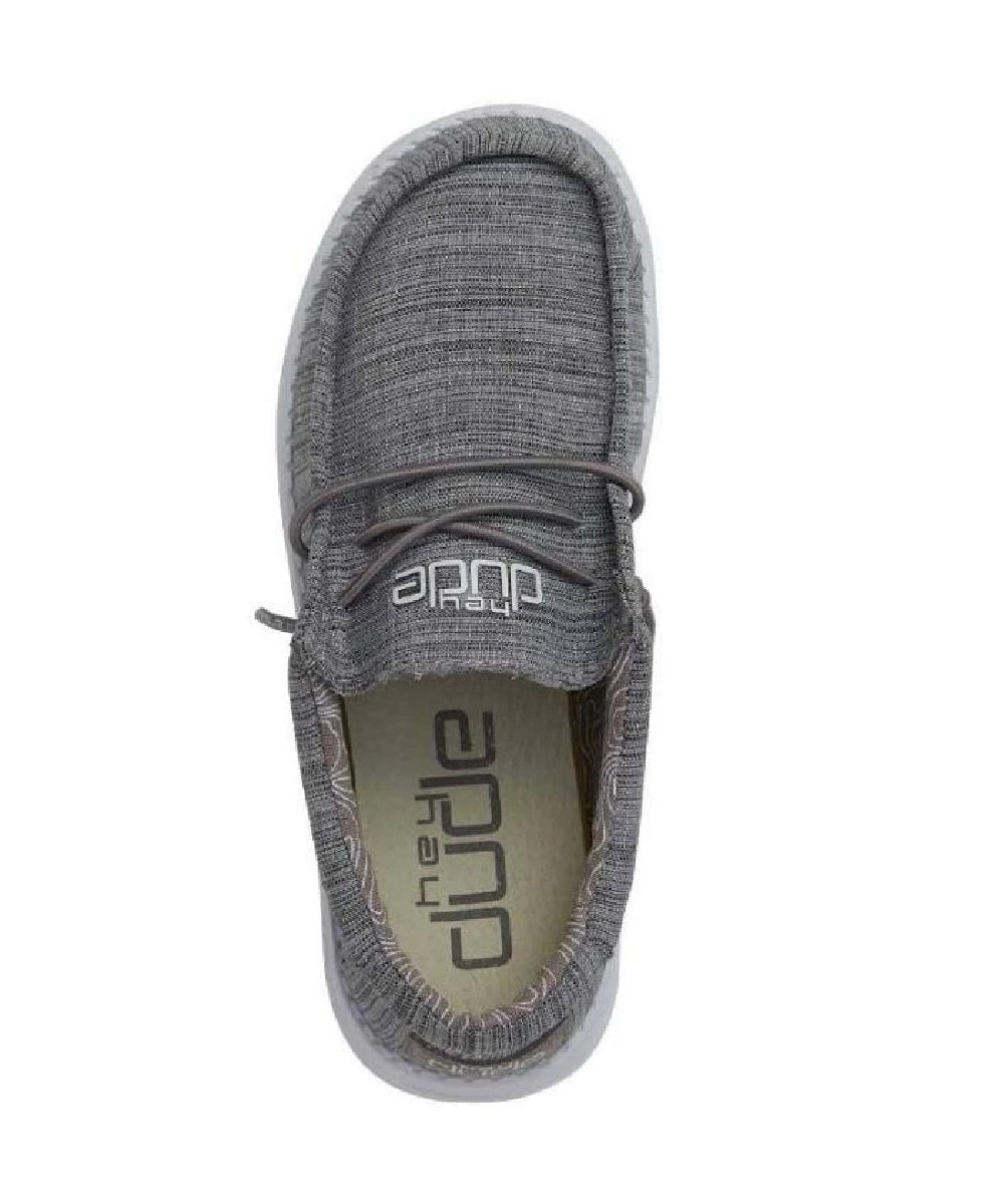 Hey Dude Youth Linen Stone Wally Shoe 2 Hey Dude Youth Linen Stone Wally Shoe - Image 2