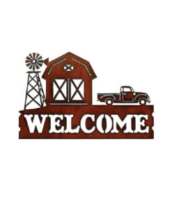 Rustic Ironwerks Retro Truck And Barn Welcome Sign