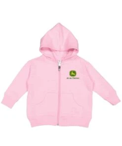 John Deere Girls' Pink Zip-Up Logo Hoodie