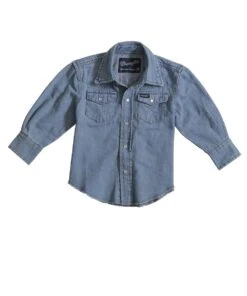Wrangler Boys' Stonewash Denim Snap Shirt