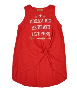 Wrangler Girls' Dream Big Be Brave Knotted Tank Top