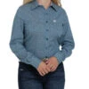 Cinch Women's Teal Print Button Down Shirt