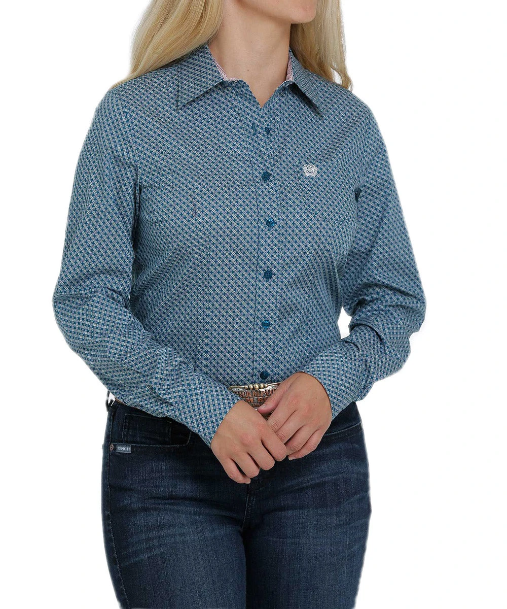 Cinch Women's Teal Print Button Down Shirt 1 Cinch Women's Teal Print Button Down Shirt
