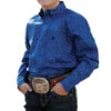 Cinch Boys' Royal Blue Print Button Down Shirt