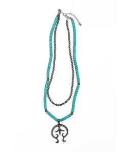 West & Co. Women's Two Strand Turquoise And Pewter Necklace