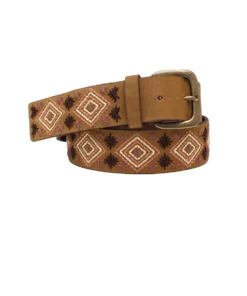 M&F Western Women's Nocona Diamond Embroidered Medium Brown Belt