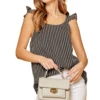 Cowpokes Bootique Striped Tank With Ruffled Sleeves