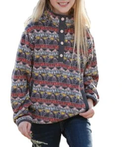 Cruel Girl Girls' Cactus Print Fleece Pullover