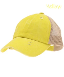 Ccbeanie Girls' Distressed Criss Cross Cap -Fashion Shop products kidsbt780 lemon