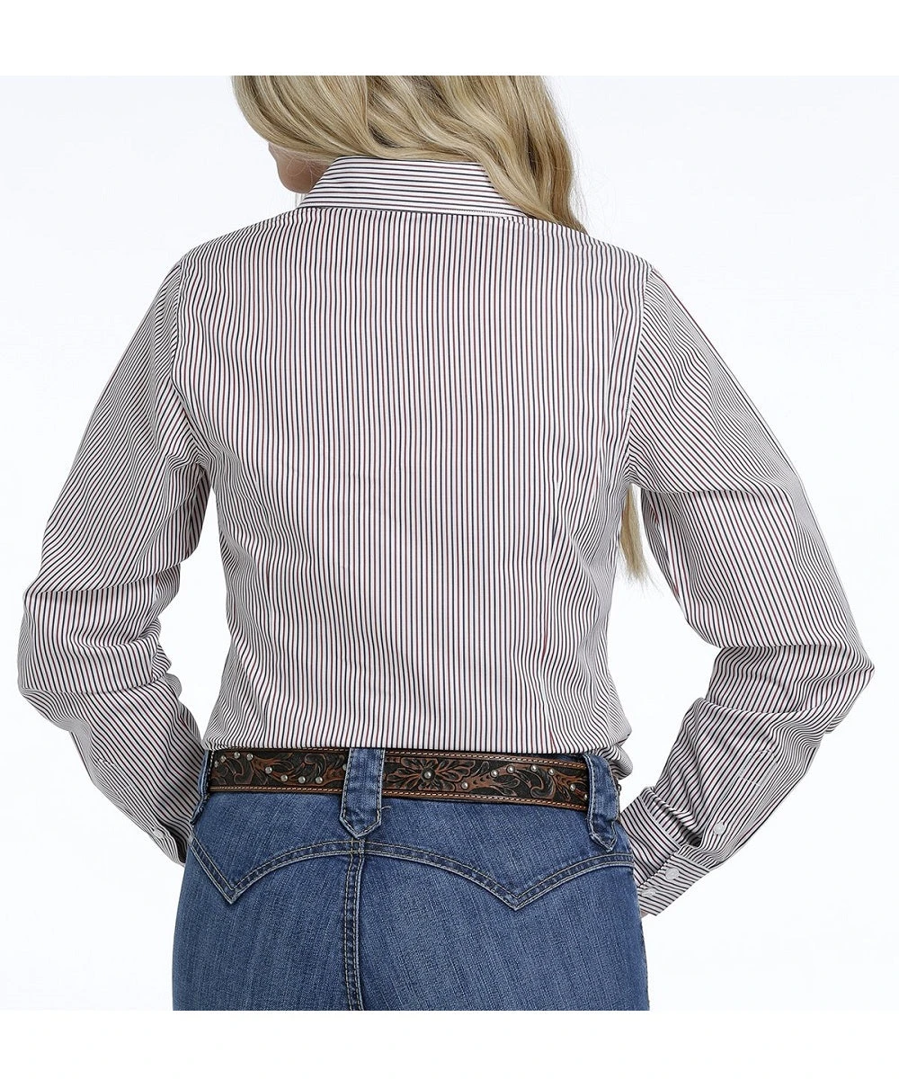 Cinch Women's Tencel Red And Purple Stripe Button Down Shirt 2 Cinch Women's Tencel Red And Purple Stripe Button Down Shirt - Image 2