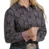 Cinch Women's Navy Print Button Down Shirt